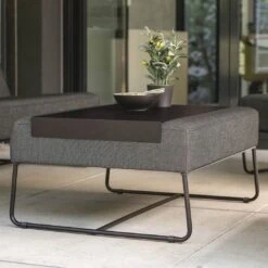 Stern Mia Lounge Hocker Edelstahl/Outdoorstoff Schwarz/Seidenschwarz