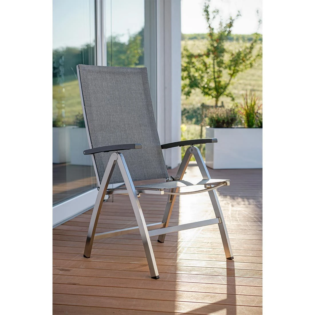 Stern Mika Klappsessel Hoch Edelstahl/Textilene Silber/Leinen-Grau 9 Stern Mika Klappsessel Hoch Edelstahl/Textilene Silber/Leinen-Grau – Bild 7