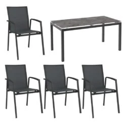 Stern New Top Gartenmöbelset 5-tlg. Mit Tisch 160x90cm Anthrazit/Karbon