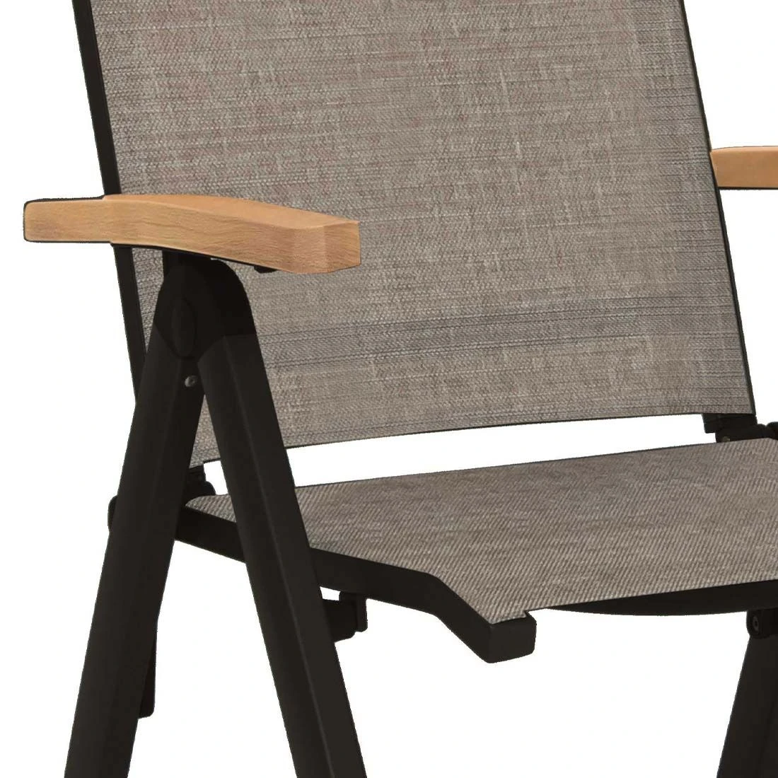 Stern New Top Klappsessel Aluminium/Textilene Schwarz Matt/Leinen Grau 4 Stern New Top Klappsessel Aluminium/Textilene Schwarz Matt/Leinen Grau – Bild 2