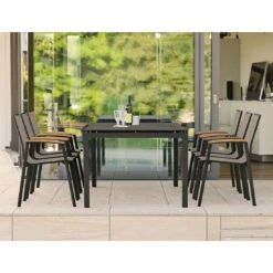 Stern New Top Stapelsessel Aluminium/Textilene Schwarz Matt/Leinen Grau -Gartenmöbelgeschäft stern new top stapelsessel aluminium textilene 1358074 3