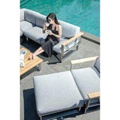 Zebra Belvedere Hocker Edelstahl/Olefin Edelstahl/Grau -Gartenmöbelgeschäft zebra belvedere hocker edelstahl 2