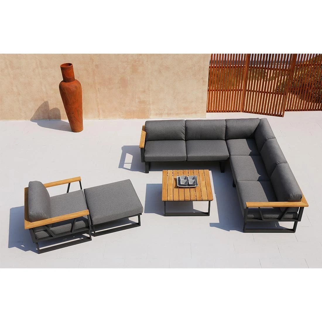 Zebra Belvedere Gartensofa Edelstahl/Tuvatextil Graphit/Tweed Grey 5 Zebra Belvedere Gartensofa Edelstahl/Tuvatextil Graphit/Tweed Grey – Bild 3