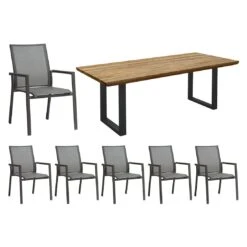 Zebra Fly Gartenmöbel-Set 7-tlg. Mit Tisch 200x100cm Graphit/Carbon Grey