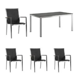 Zebra One Gartenmöbel-Set 5-tlg. Tisch 160x90cm Silber/Dark Platinum