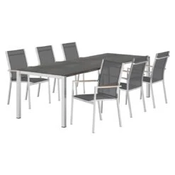 Zebra One Gartenmöbel-Set 7-tlg. Tisch 160/217/267x91cm Silber/Dunkelgrau -Gartenmöbelgeschäft zebra one gartenmoebel set 7 tlg tisch 160 217 267x91cm 1484596 4