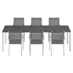 Zebra One Gartenmöbel-Set 7-tlg. Tisch 160/217/267x91cm Silber/Dunkelgrau -Gartenmöbelgeschäft zebra one gartenmoebel set 7 tlg tisch 160 217 267x91cm 1484596 5
