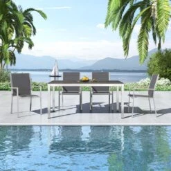 Zebra One Gartenmöbelset 5-tlg. Mit Tisch 160x90 Cm Silber/Zement