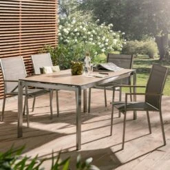 Zebra One Stapelsessel Edelstahl/Textilene Silber/Dunkelgrau -Gartenmöbelgeschäft zebra one stapelsessel edelstahl textilene dunkelgrau 2