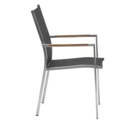 Zebra One Stapelsessel Edelstahl/Textilene Silber/Dunkelgrau -Gartenmöbelgeschäft zebra one stapelsessel edelstahl textilene dunkelgrau 4