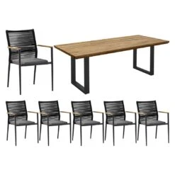 Zebra Spider Gartenmöbel-Set 7-tlg. Mit Tisch 200x100cm Graphit